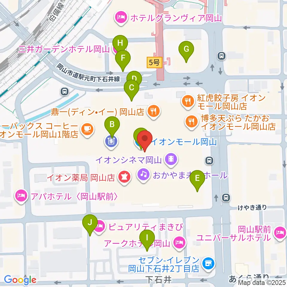 島村楽器 イオンモール岡山店 周辺の駐車場・コインパーキング一覧地図