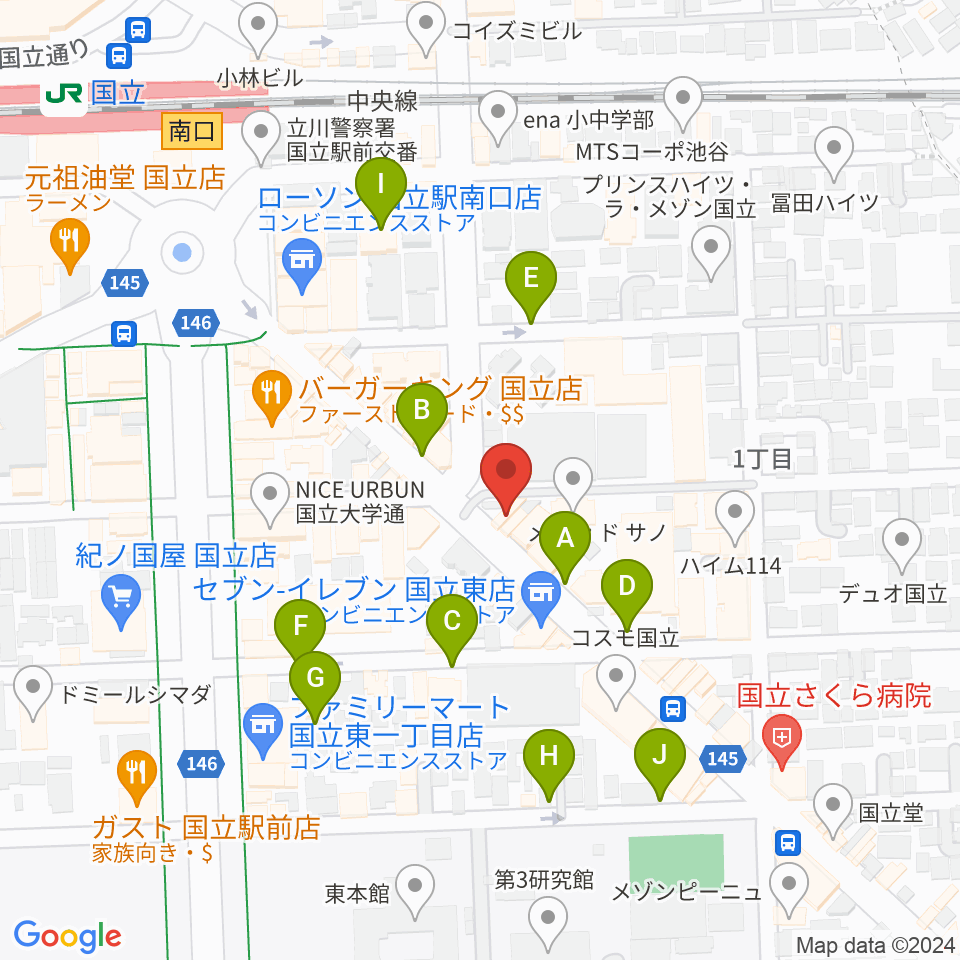 国立ヴィオレホール周辺の駐車場・コインパーキング一覧地図