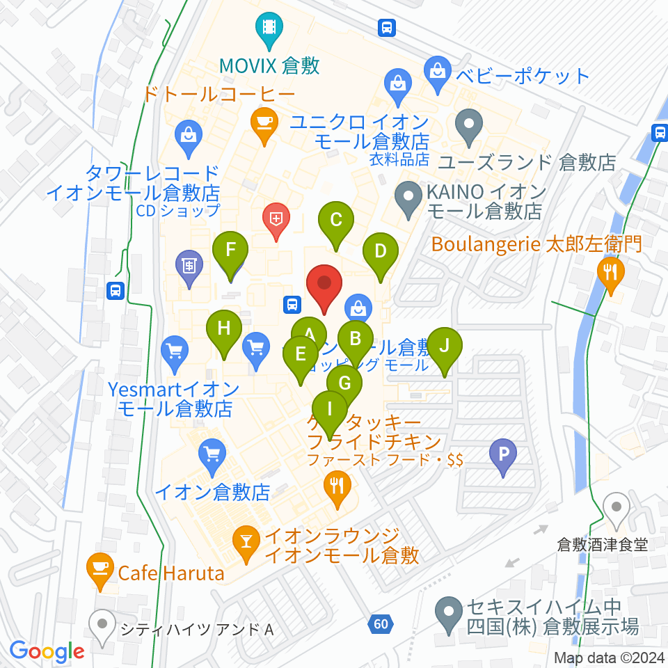 島村楽器 イオンモール倉敷店 周辺の駐車場・コインパーキング一覧地図