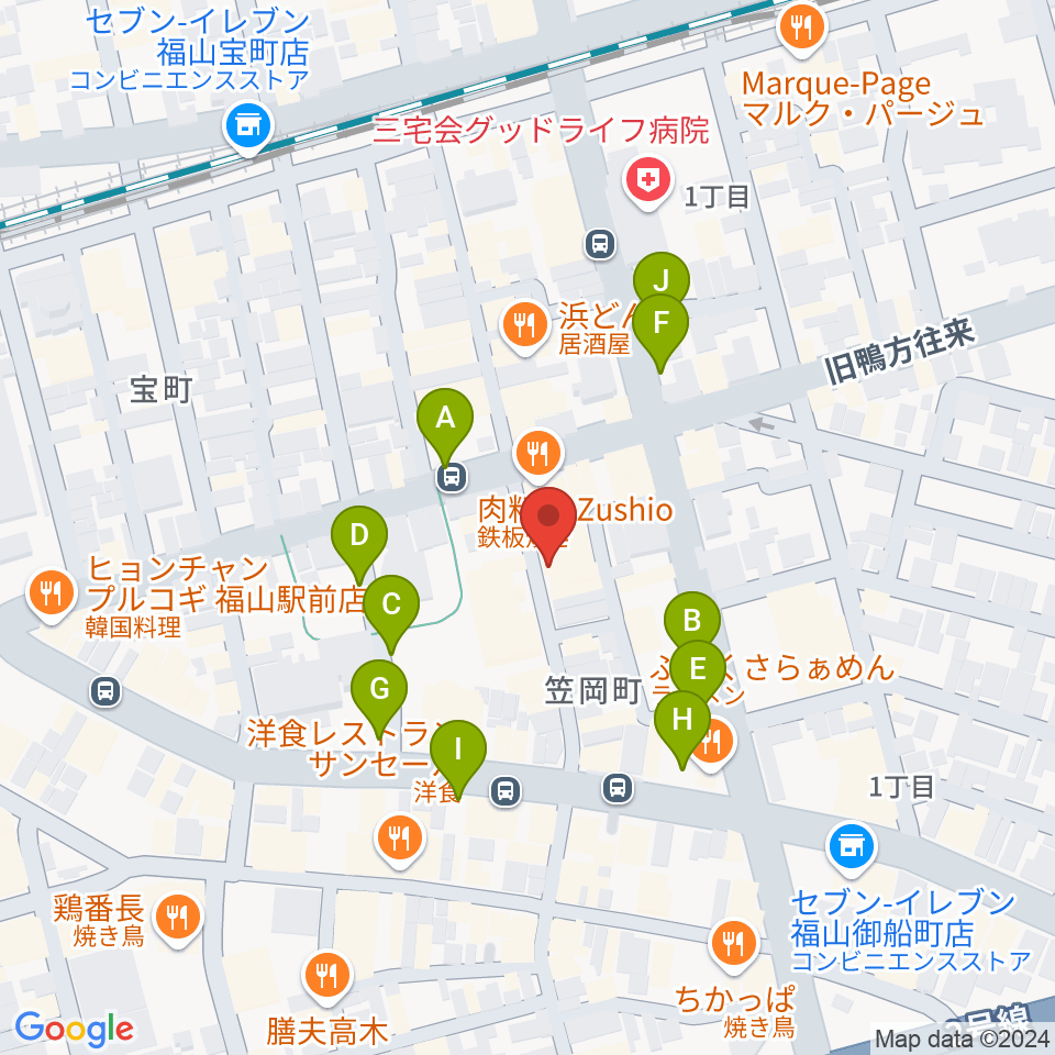 ガッキ・コム 安原楽器周辺の駐車場・コインパーキング一覧地図