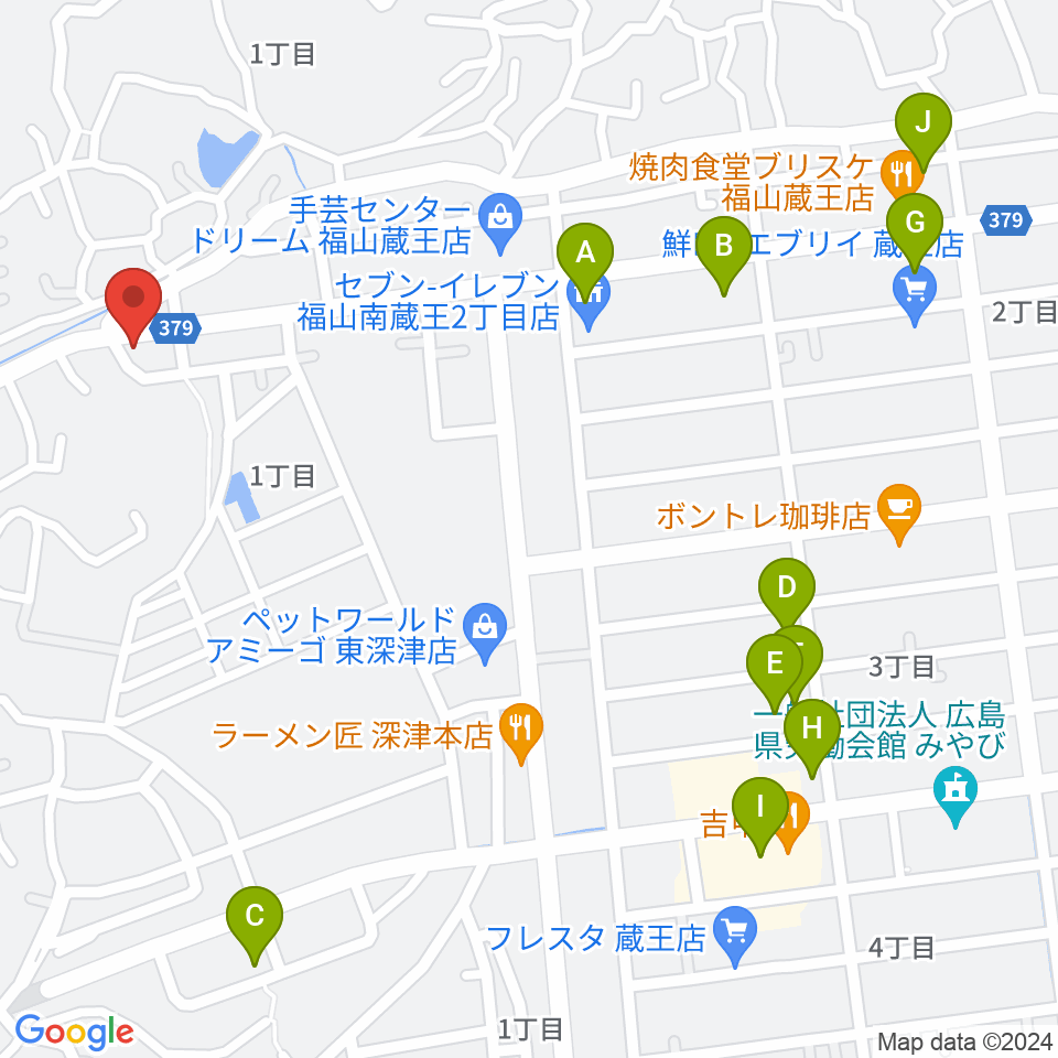 福山楽器センター周辺の駐車場・コインパーキング一覧地図