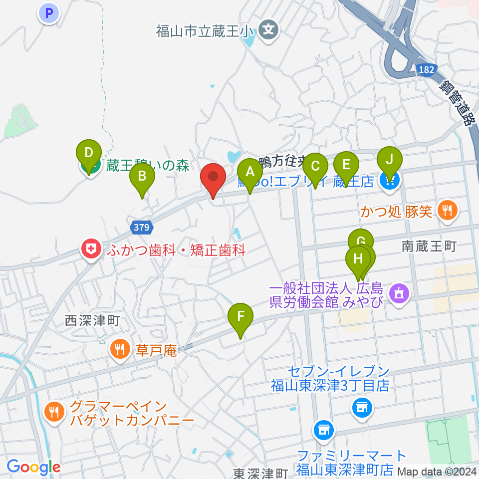 福山楽器センター周辺の駐車場・コインパーキング一覧地図