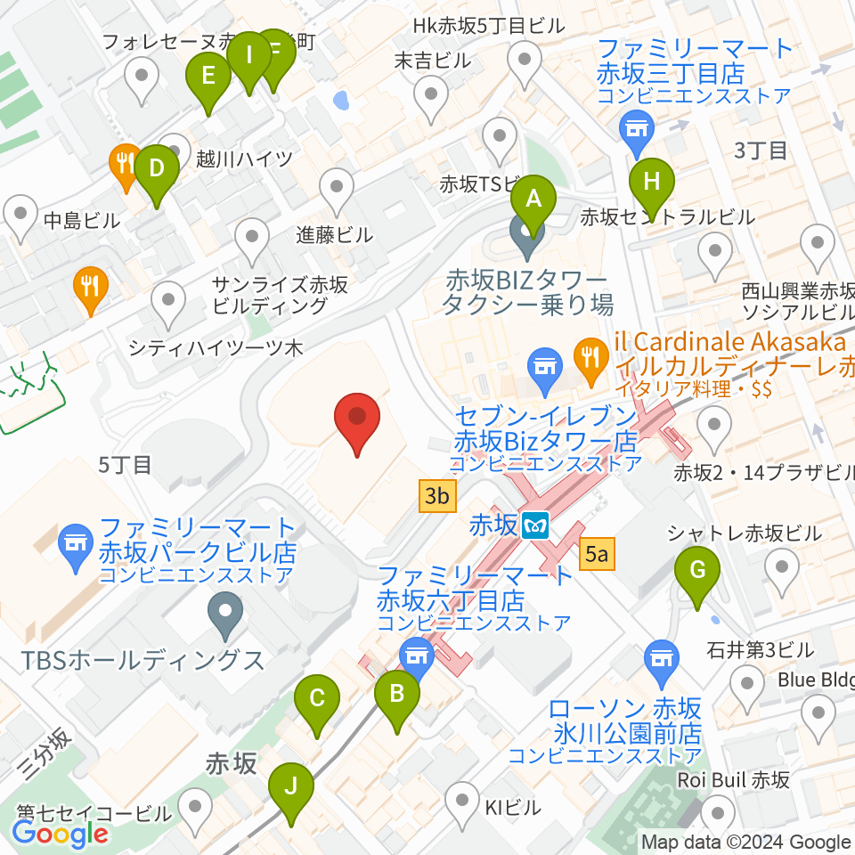 TBS赤坂ACTシアター周辺の駐車場・コインパーキング一覧地図