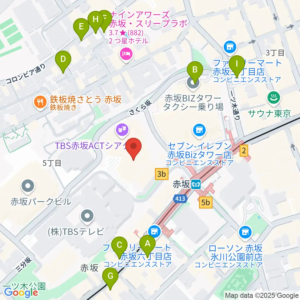 TBS赤坂ACTシアター周辺の駐車場・コインパーキング一覧地図