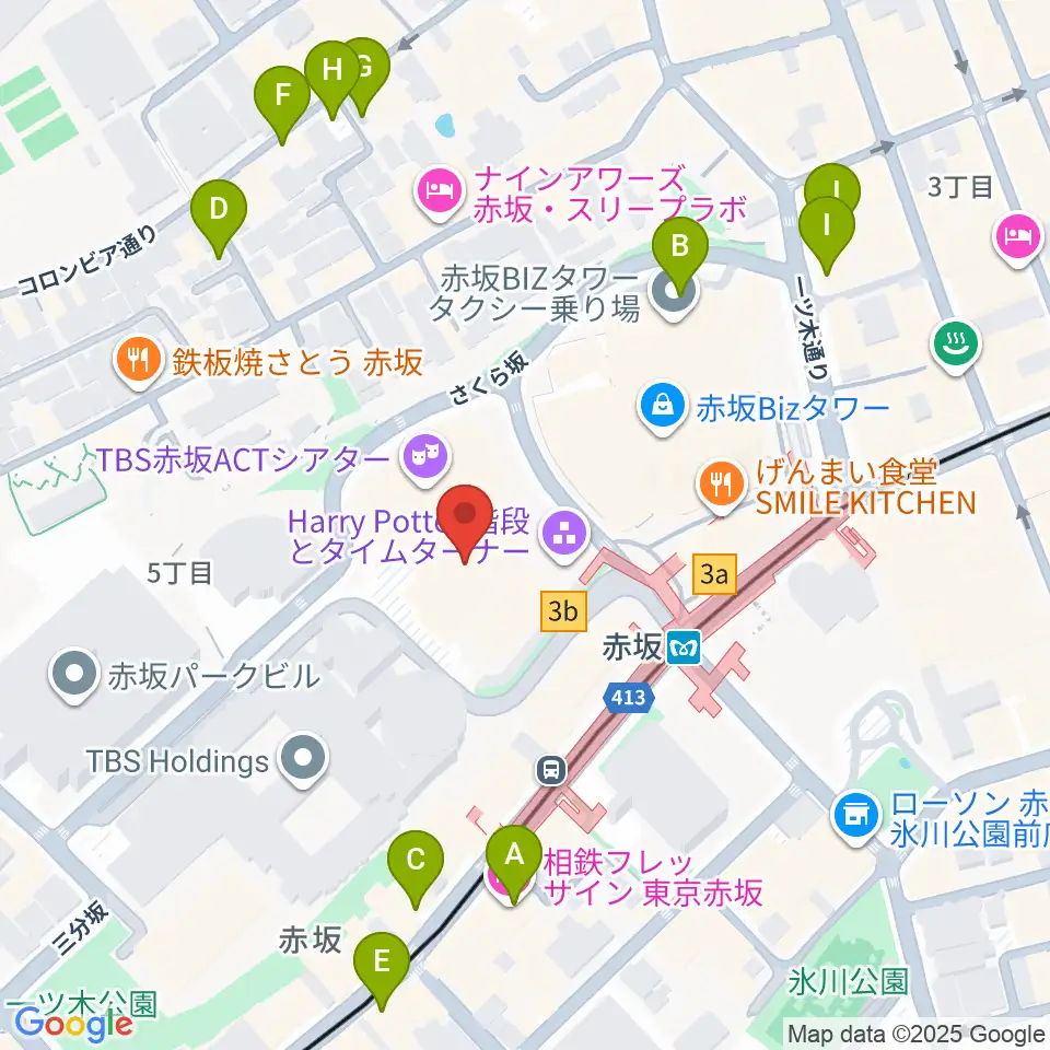 TBS赤坂ACTシアター周辺の駐車場・コインパーキング一覧地図