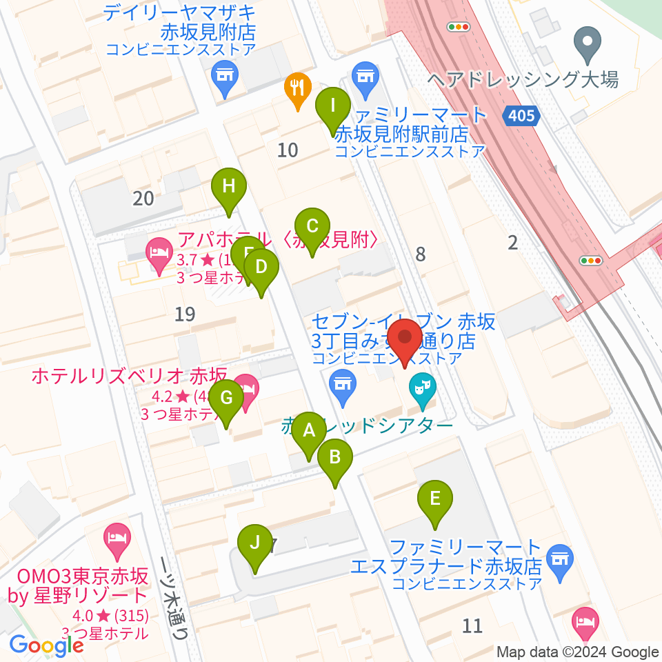 赤坂レッドシアター周辺の駐車場・コインパーキング一覧地図