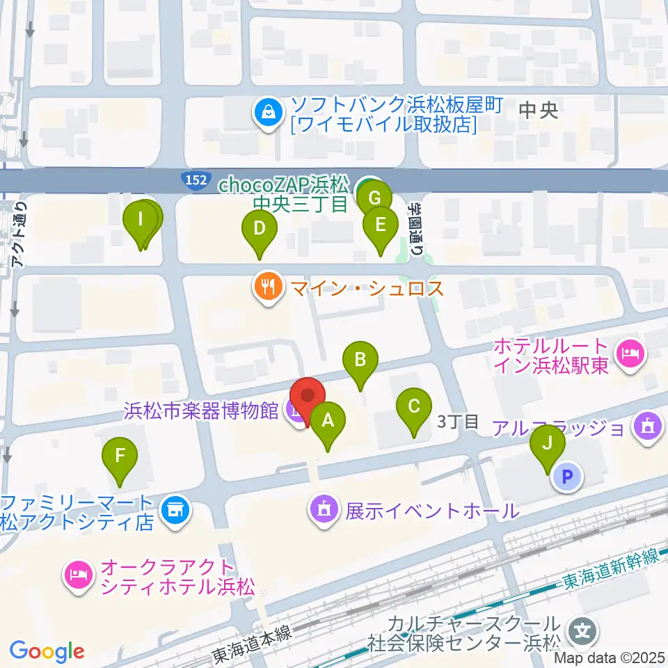 浜松市楽器博物館周辺の駐車場・コインパーキング一覧地図