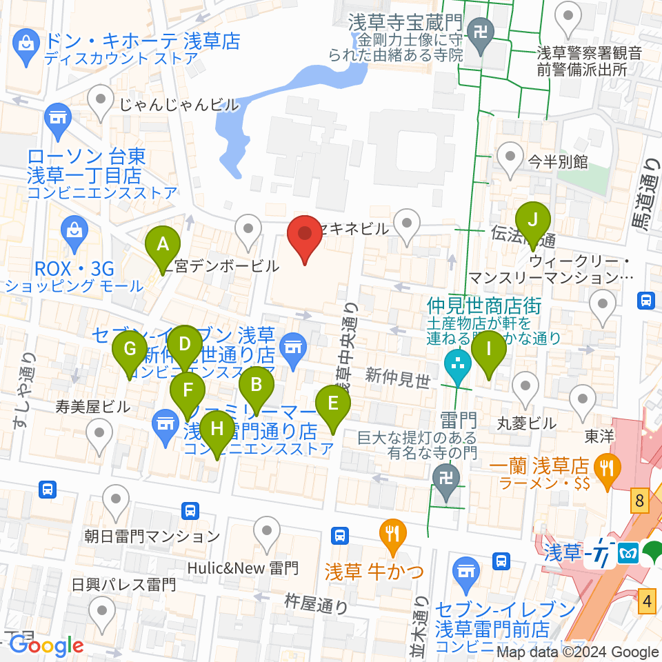 浅草公会堂周辺の駐車場・コインパーキング一覧地図