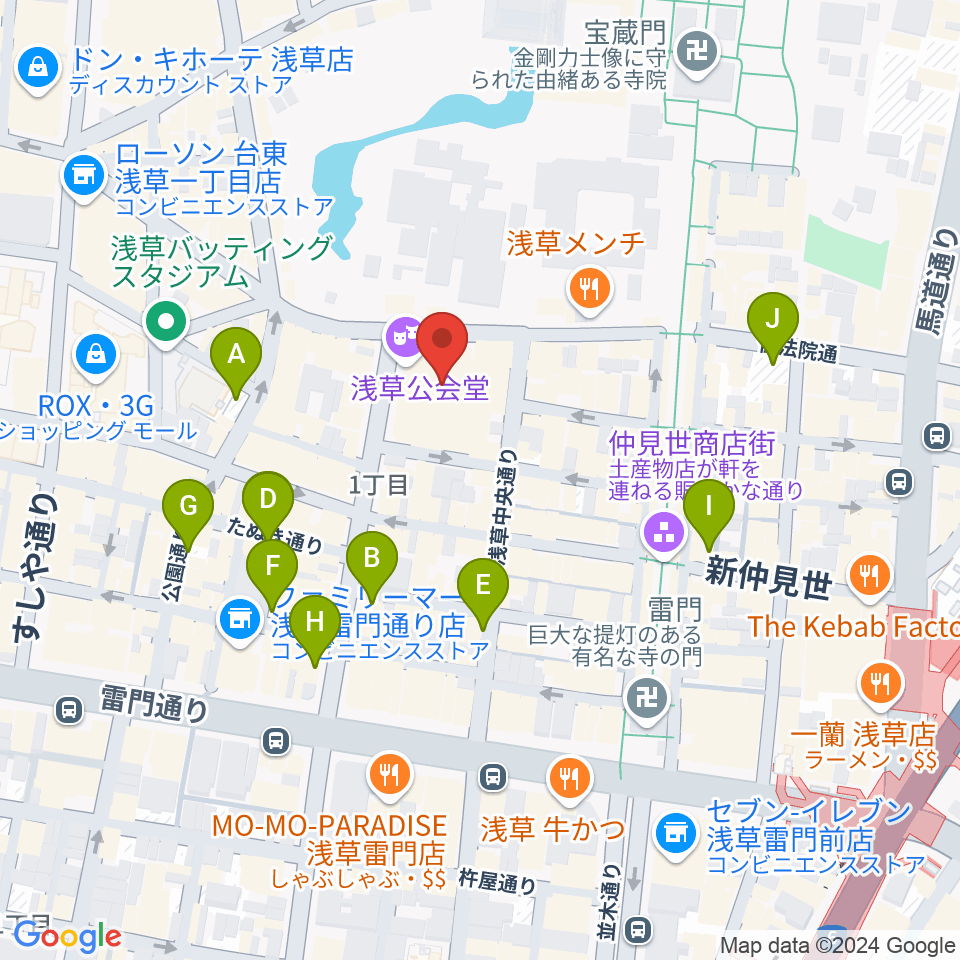 浅草公会堂周辺の駐車場・コインパーキング一覧地図