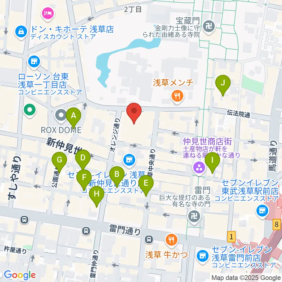 浅草公会堂周辺の駐車場・コインパーキング一覧地図