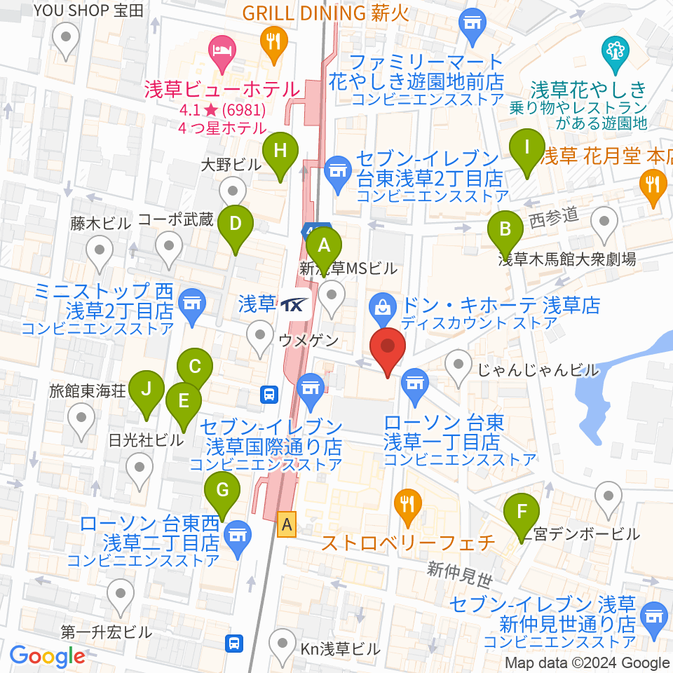 浅草東洋館周辺の駐車場・コインパーキング一覧地図