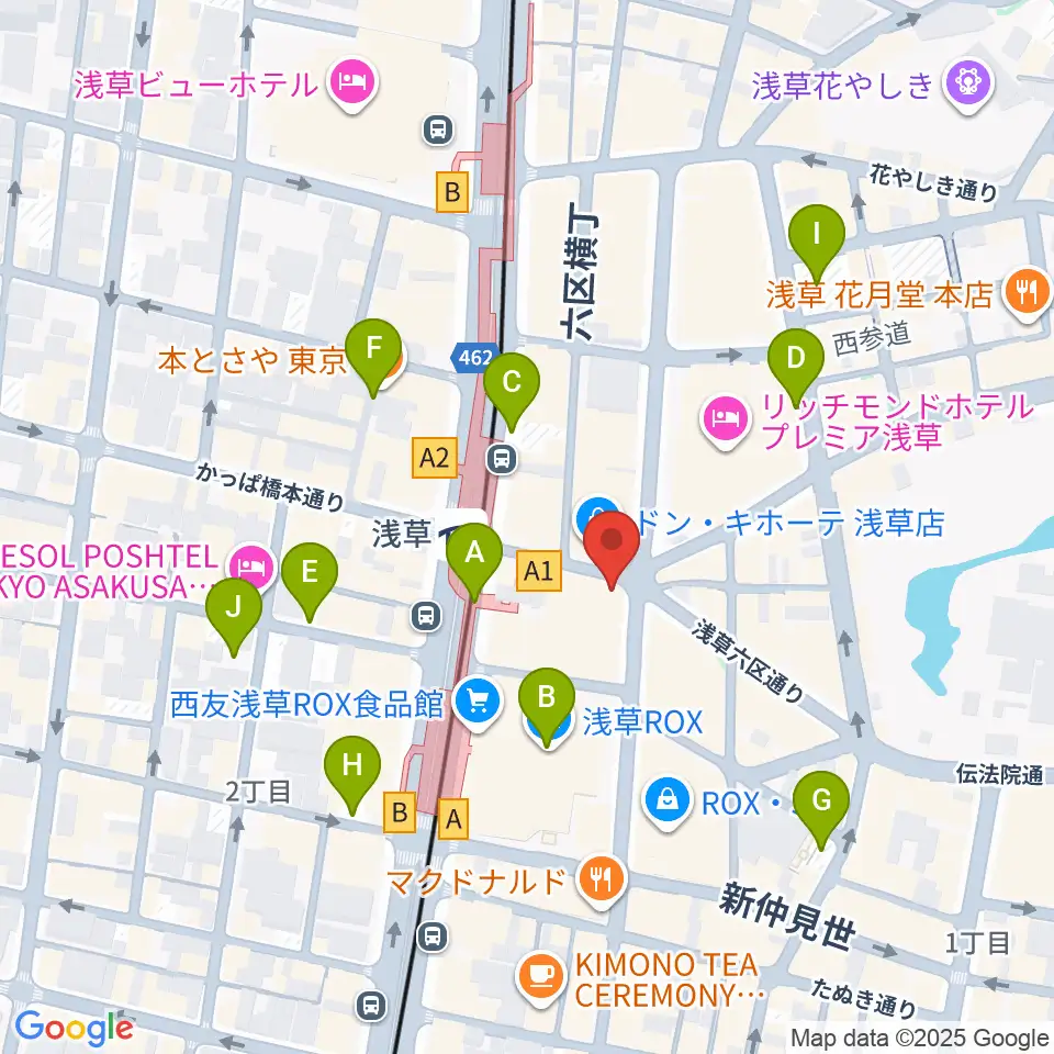 浅草東洋館周辺の駐車場・コインパーキング一覧地図