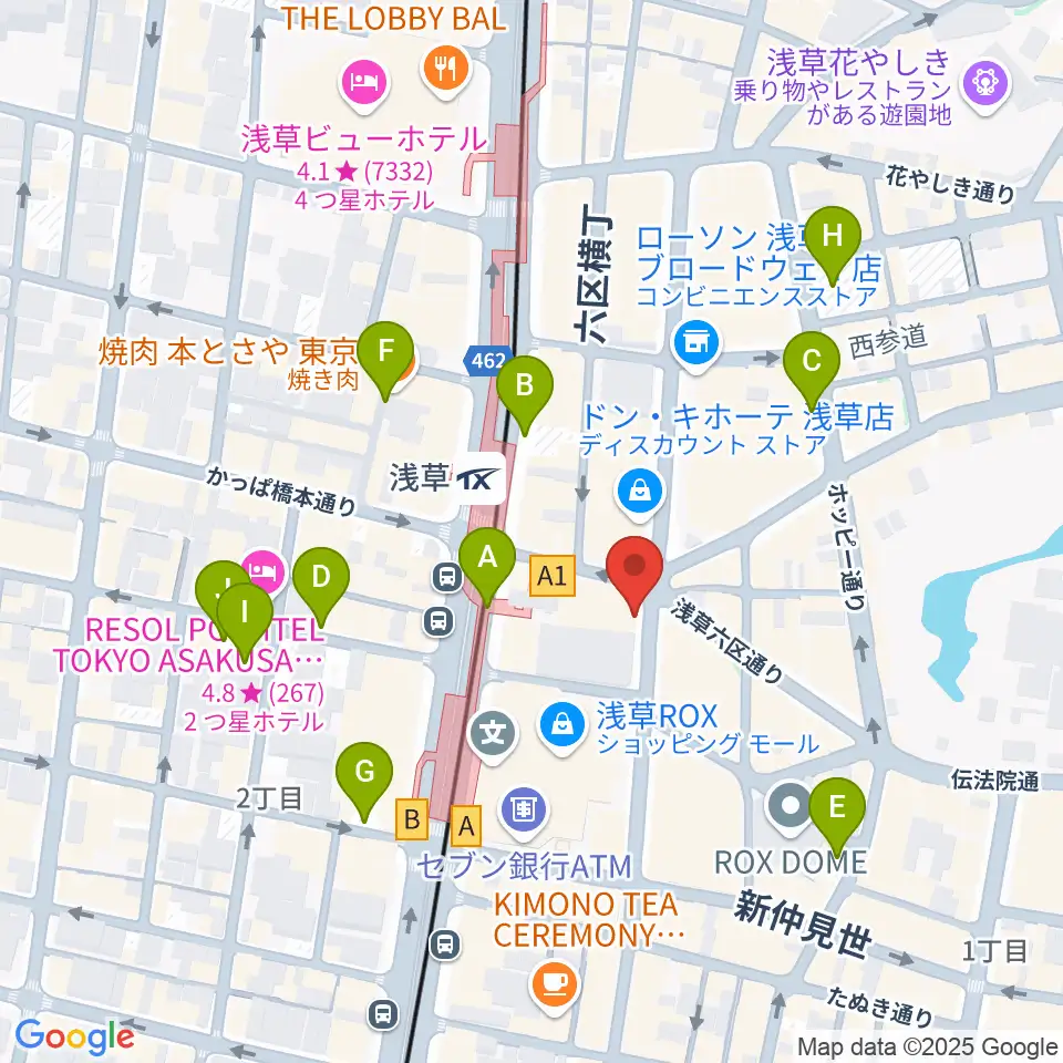 浅草演芸ホール周辺の駐車場・コインパーキング一覧地図