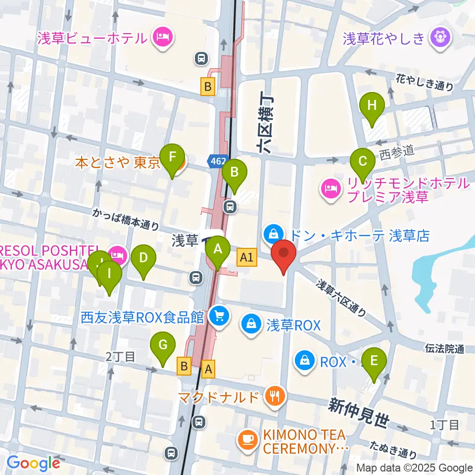 浅草演芸ホール周辺の駐車場・コインパーキング一覧地図