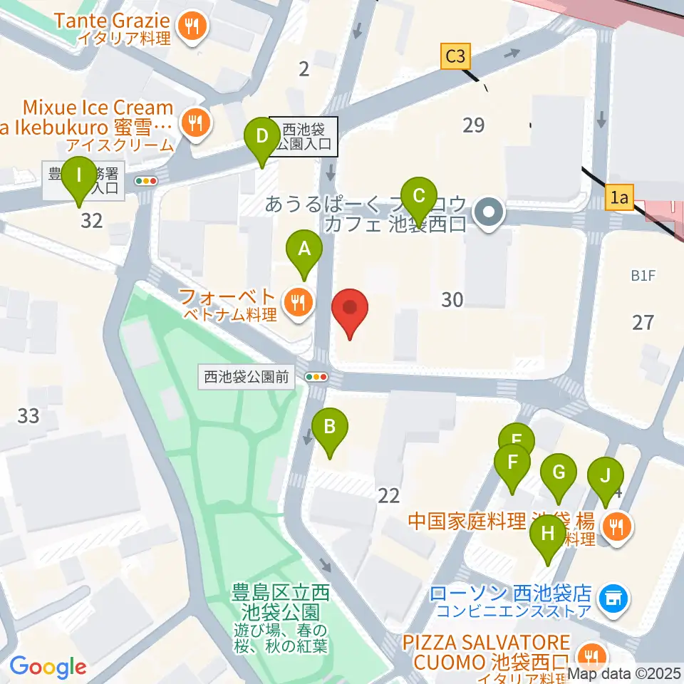 いけぶくろ楽器 池袋西口センター周辺の駐車場・コインパーキング一覧地図