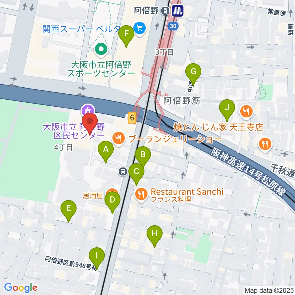 阿倍野区民センター周辺の駐車場・コインパーキング一覧地図