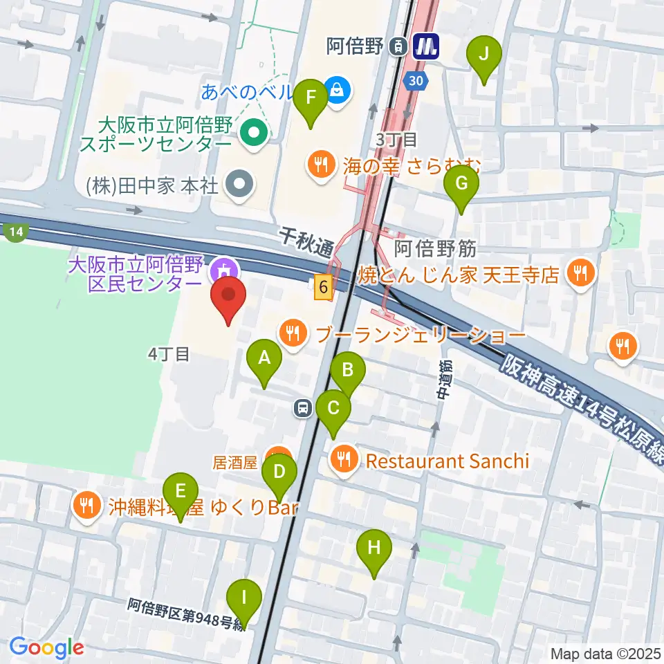 阿倍野区民センター周辺の駐車場・コインパーキング一覧地図