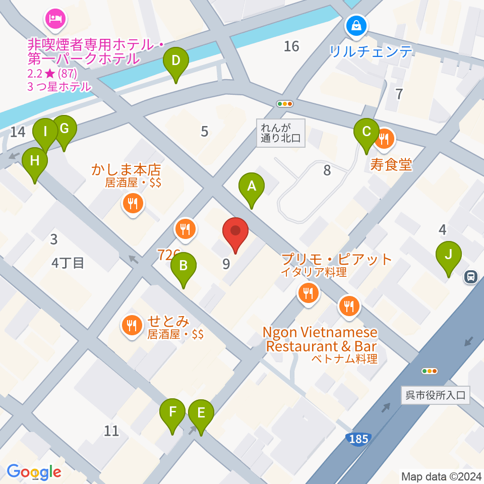 なかやま楽器 呉本店周辺の駐車場・コインパーキング一覧地図