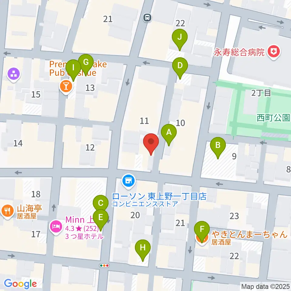 上野小劇場周辺の駐車場・コインパーキング一覧地図