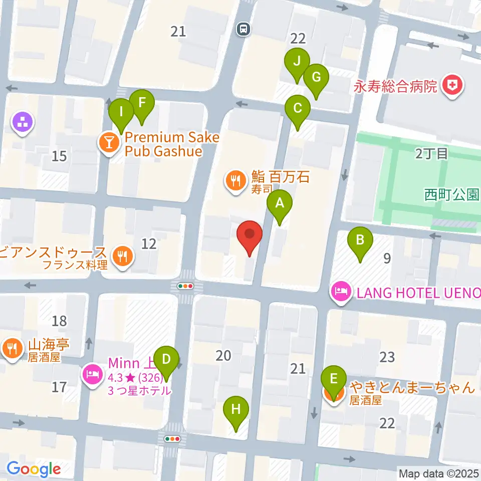 上野小劇場周辺の駐車場・コインパーキング一覧地図
