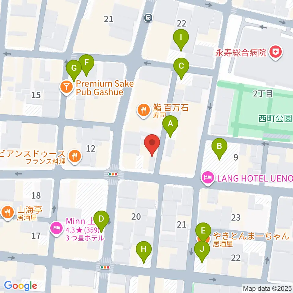 上野小劇場周辺の駐車場・コインパーキング一覧地図