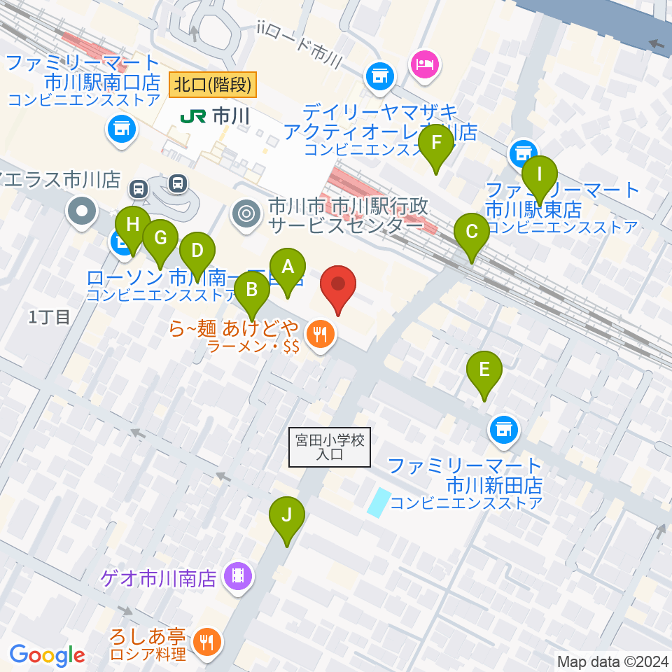 三陽楽器店 ヤマハ市川音楽センター周辺の駐車場・コインパーキング一覧地図