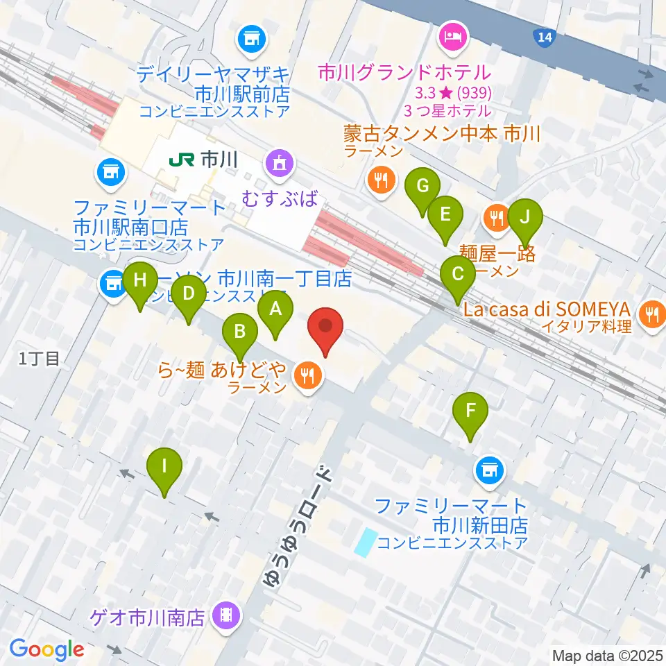 三陽楽器店 ヤマハ市川音楽センター周辺の駐車場・コインパーキング一覧地図