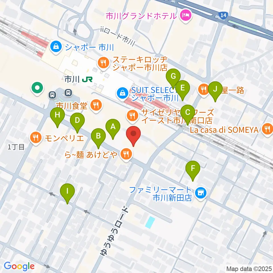 三陽楽器店 ヤマハ市川音楽センター周辺の駐車場・コインパーキング一覧地図