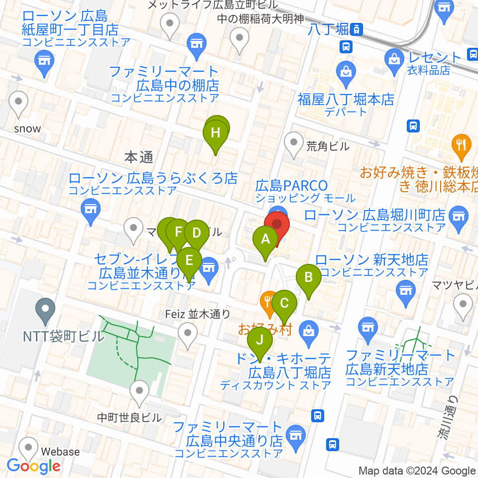 島村楽器 広島パルコ店  周辺の駐車場・コインパーキング一覧地図