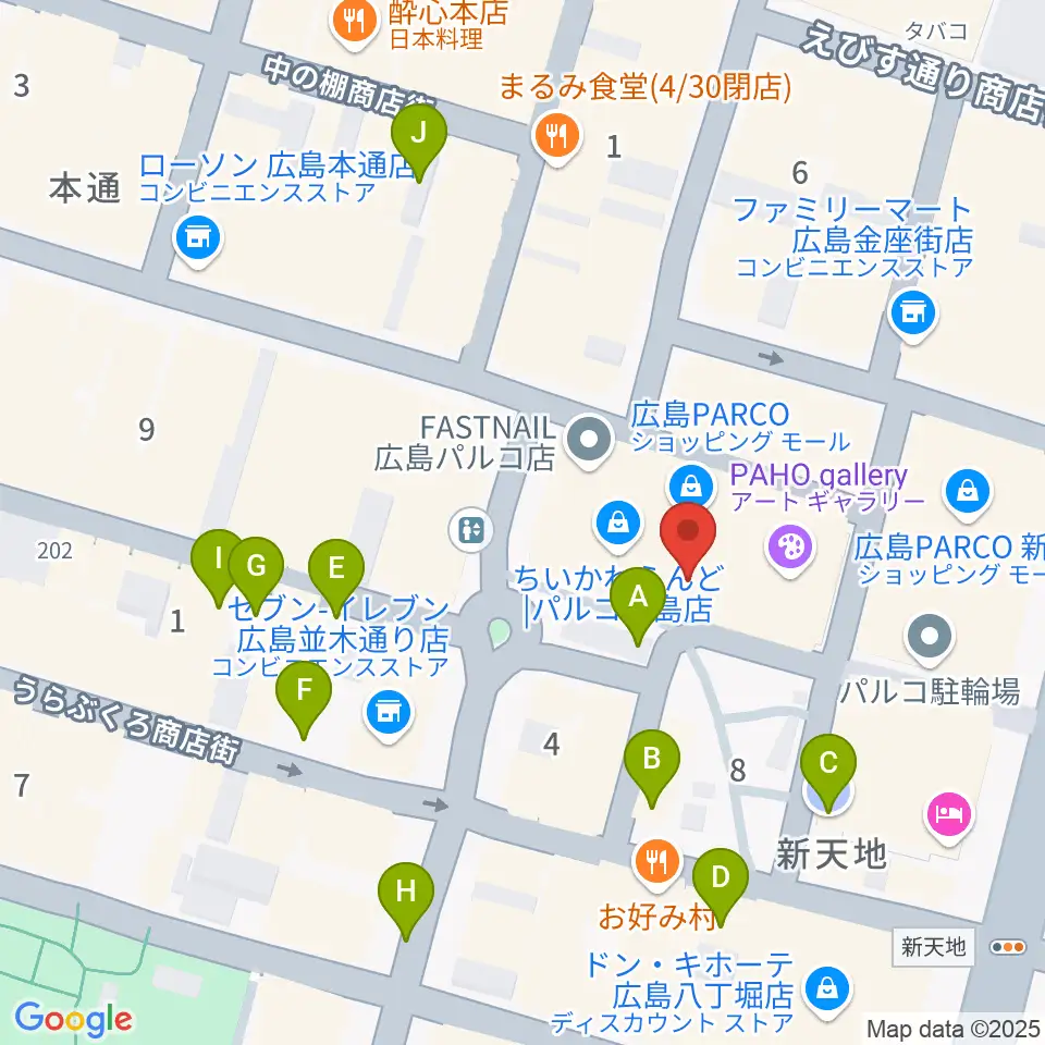 島村楽器 広島パルコ店  周辺の駐車場・コインパーキング一覧地図