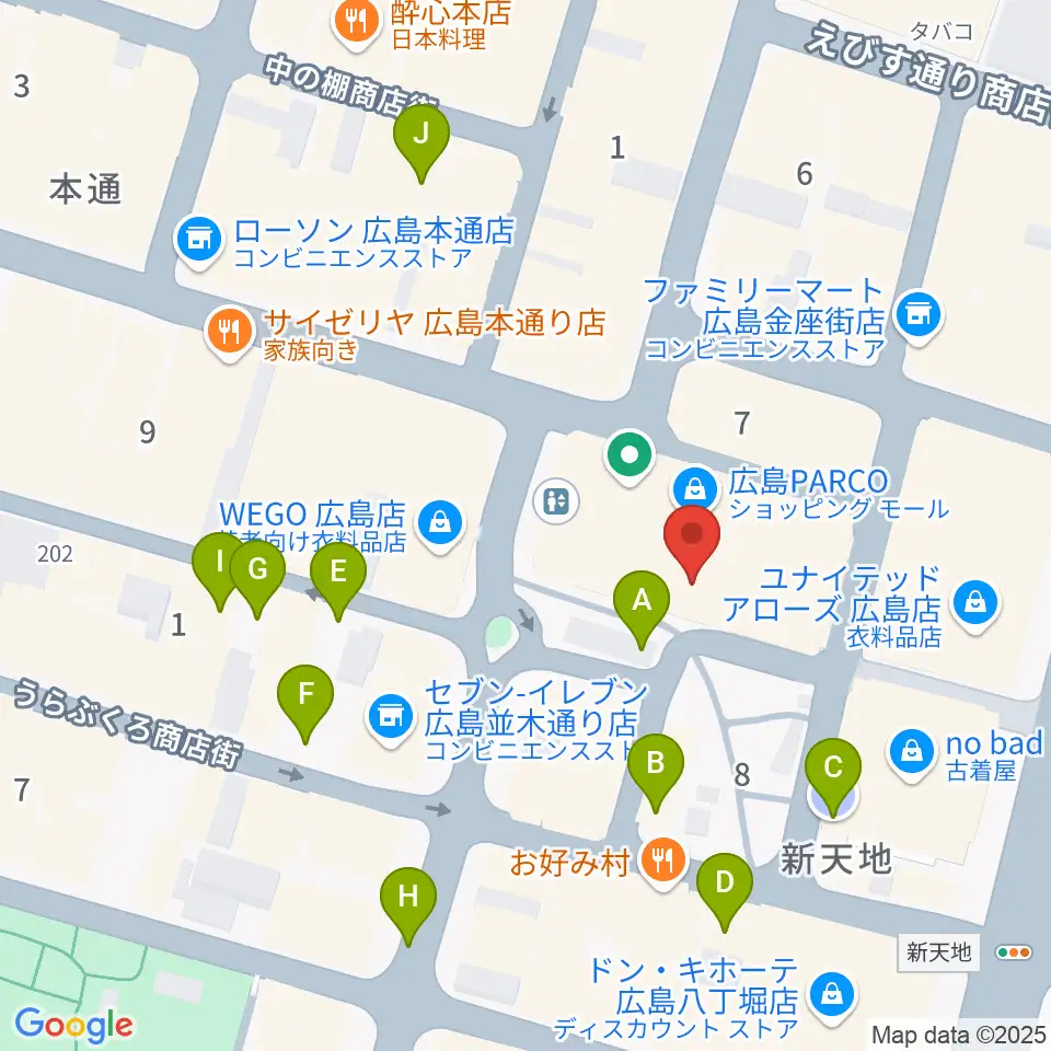島村楽器 広島パルコ店  周辺の駐車場・コインパーキング一覧地図