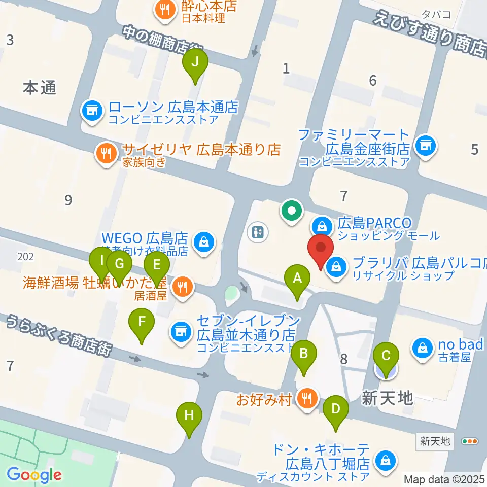島村楽器 広島パルコ店  周辺の駐車場・コインパーキング一覧地図