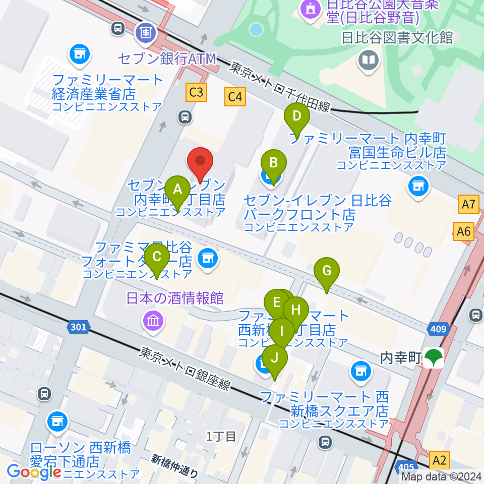 イイノホール周辺の駐車場・コインパーキング一覧地図