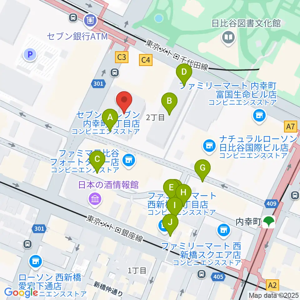 イイノホール周辺の駐車場・コインパーキング一覧地図