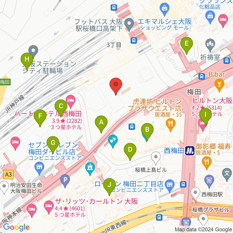 SkyシアターMBS周辺の駐車場・コインパーキング一覧地図