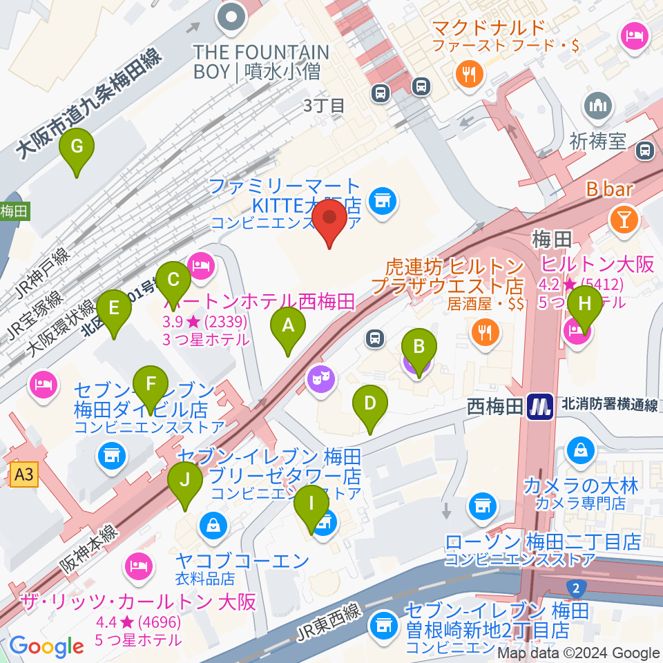 SkyシアターMBS周辺の駐車場・コインパーキング一覧地図