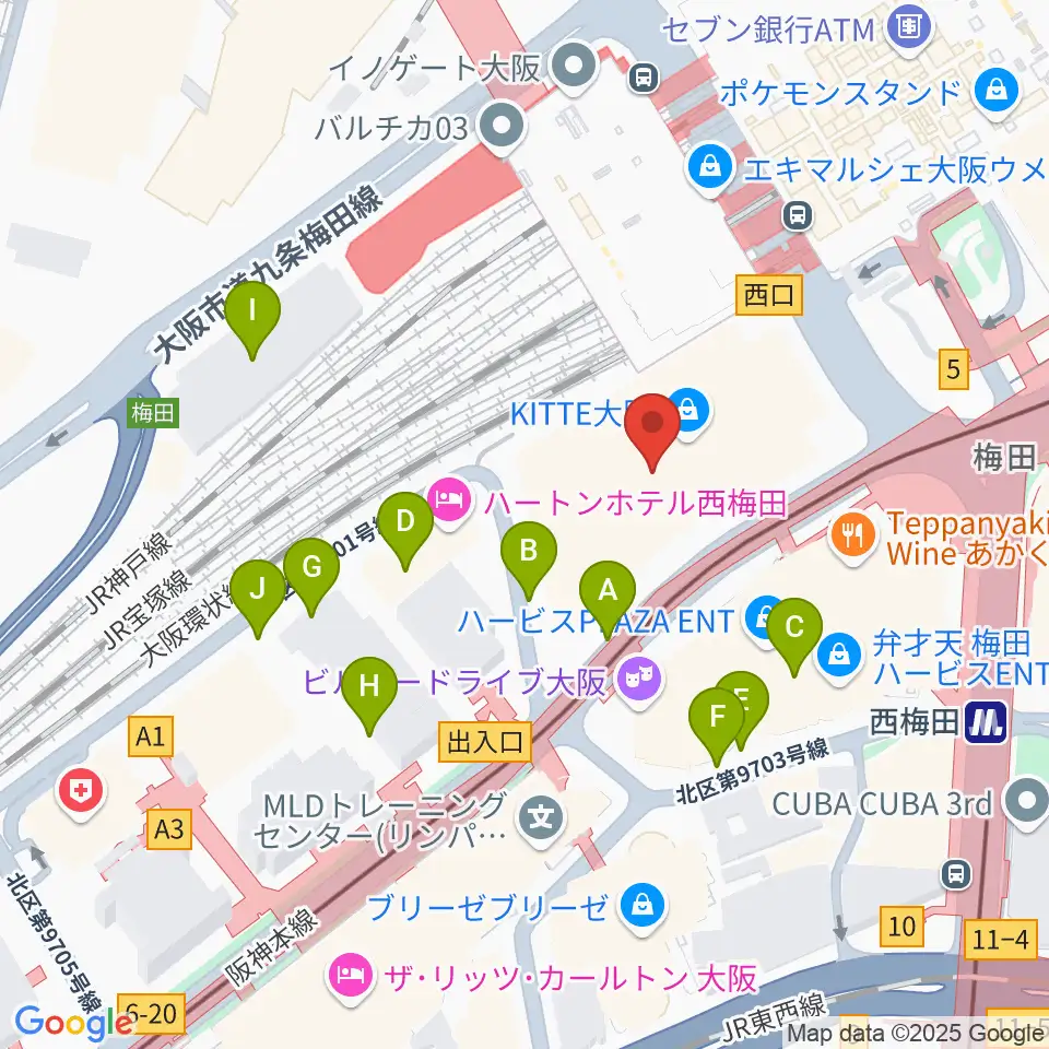 SkyシアターMBS周辺の駐車場・コインパーキング一覧地図