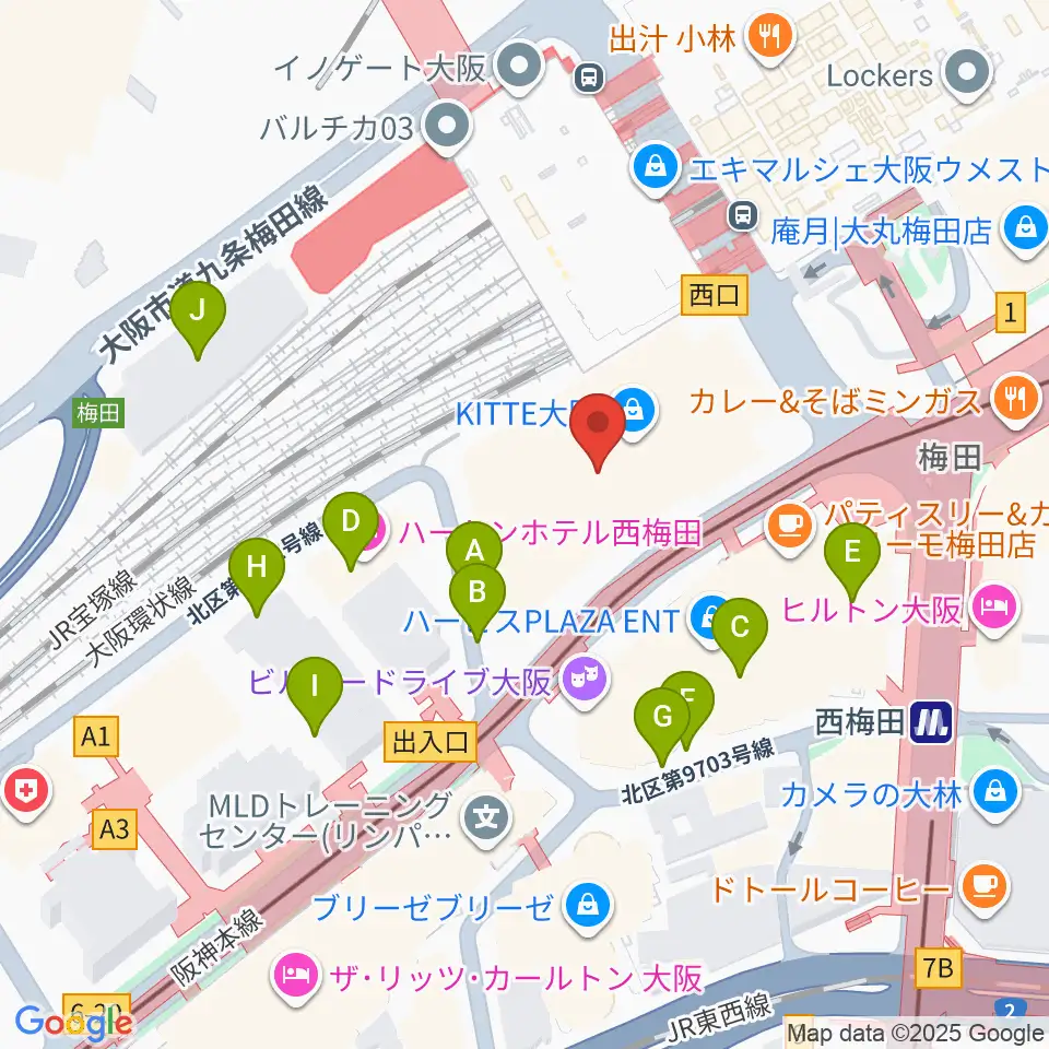 SkyシアターMBS周辺の駐車場・コインパーキング一覧地図
