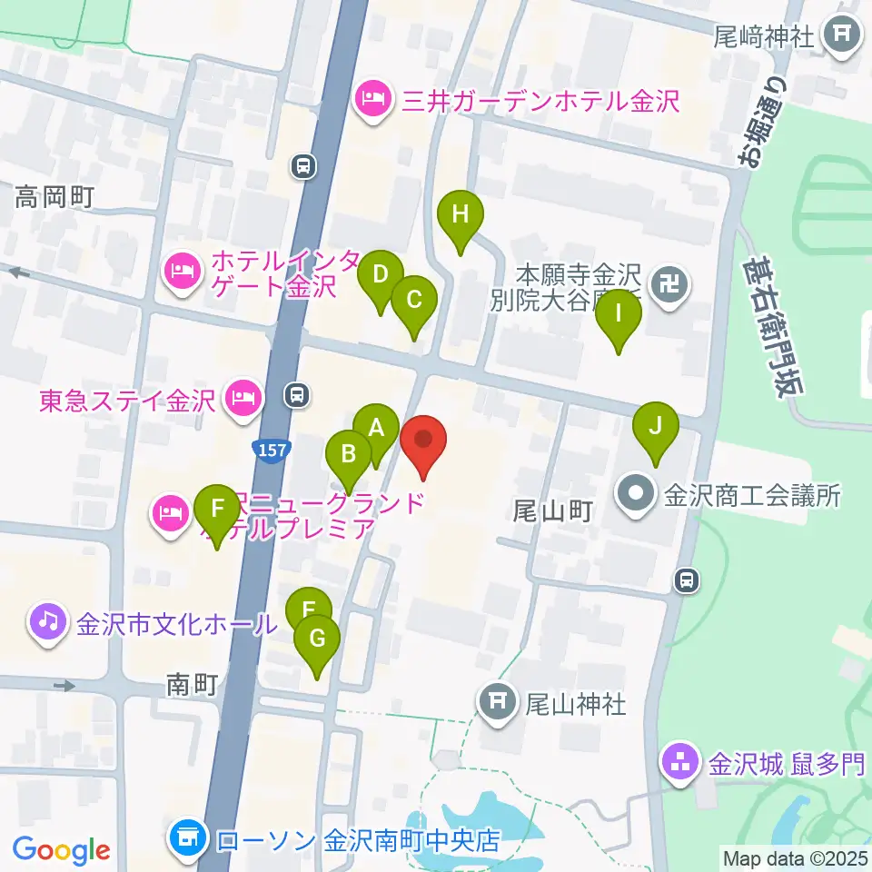 石川県文教会館周辺の駐車場・コインパーキング一覧地図