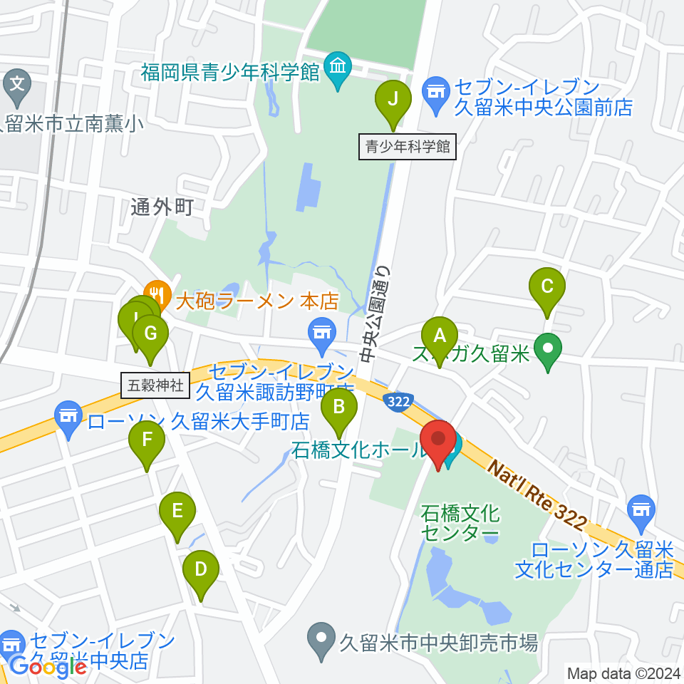 石橋文化ホール周辺の駐車場・コインパーキング一覧地図