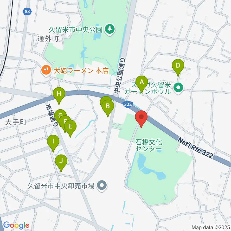 石橋文化ホール周辺の駐車場・コインパーキング一覧地図