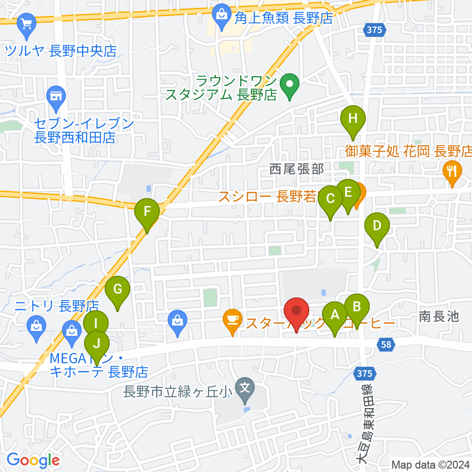 ヒオキ楽器 ユニスタイル長野東センター周辺の駐車場・コインパーキング一覧地図