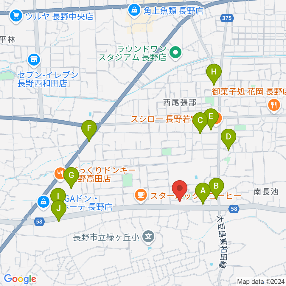 ヒオキ楽器 ユニスタイル長野東センター周辺の駐車場・コインパーキング一覧地図