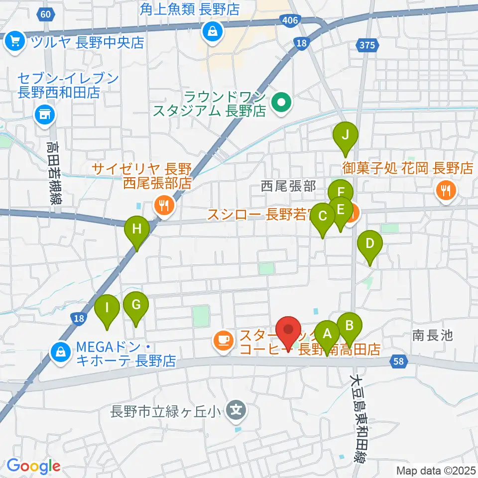 ヒオキ楽器 ユニスタイル長野東センター周辺の駐車場・コインパーキング一覧地図