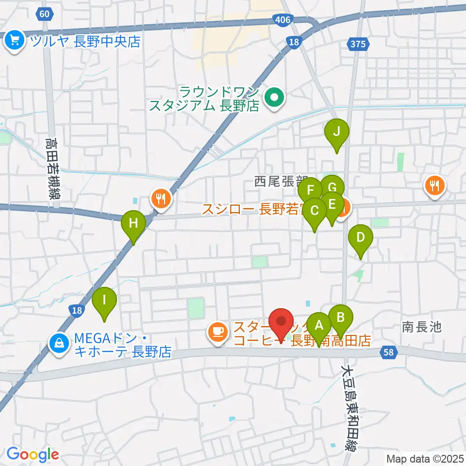 ヒオキ楽器 ユニスタイル長野東センター周辺の駐車場・コインパーキング一覧地図