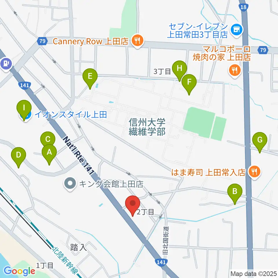 ヒオキ楽器 ユニスタイル上田センター周辺の駐車場・コインパーキング一覧地図