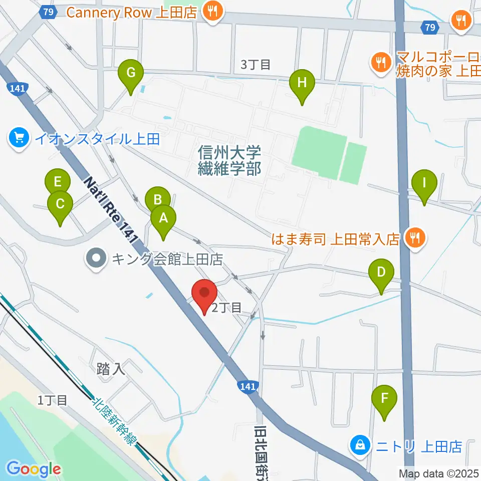 ヒオキ楽器 ユニスタイル上田センター周辺の駐車場・コインパーキング一覧地図