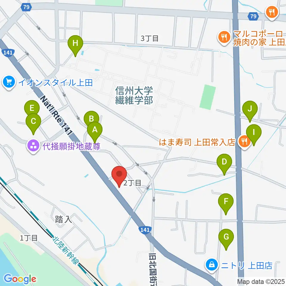 ヒオキ楽器 ユニスタイル上田センター周辺の駐車場・コインパーキング一覧地図