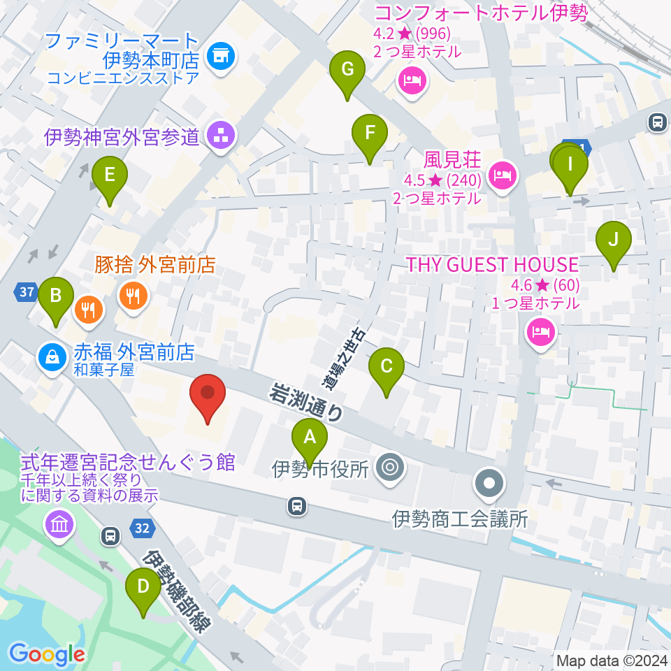 いせシティプラザ周辺の駐車場・コインパーキング一覧地図