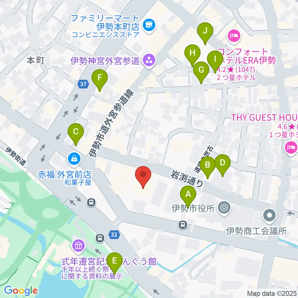 いせシティプラザ周辺の駐車場・コインパーキング一覧地図